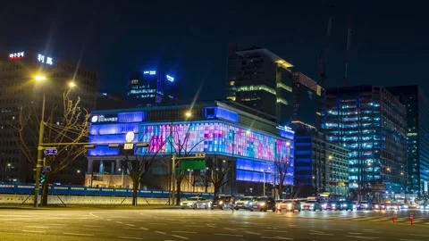 Timelapse of  COEX K-POP Square's "Wave" display, Seoul. South Korea Stock Footage 316423140