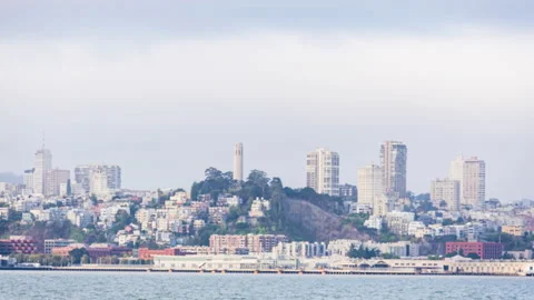 Timelapse - Coit Tower Daytime, San Francisco Cityscape Stock Footage 183450445