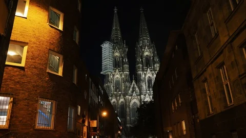 Timelapse Of Cologne Cathedral With Oldtown In The Foreground Stock Footage 96241704