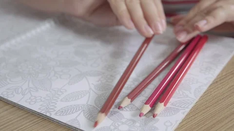 Timelapse of colored pencils that appears one by one, on white paper background 動画素材 95752854