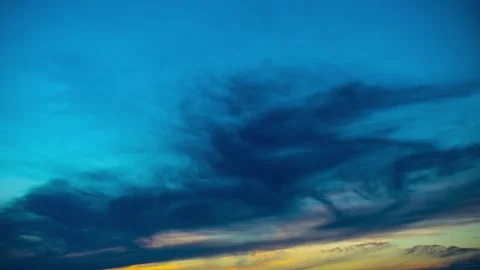 Timelapse of colorful dark and blue sky with clouds and Sunset Stock Footage 253177792