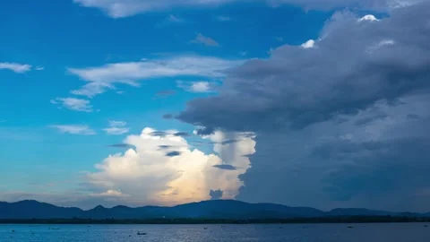 Timelapse of colorful dark and blue sky with clouds Stock Footage 253177796