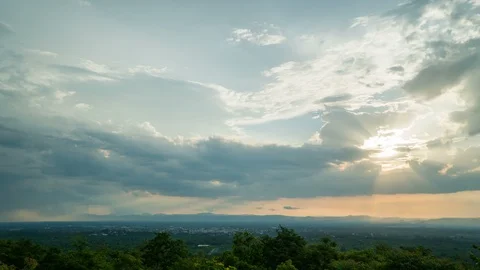 Timelapse colorful dramatic sky with cloud at sunset. Stock Footage 100179481