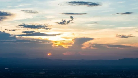 Timelapse colorful dramatic sky with cloud at sunset. Stock Footage 100355899