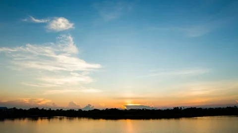 Timelapse colorful dramatic sky with cloud at sunset. Stock Footage 100457353