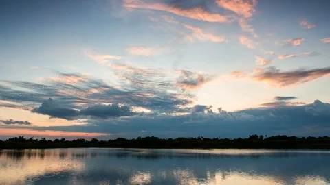 Timelapse colorful dramatic sky with cloud at sunset. Stock Footage 100457679