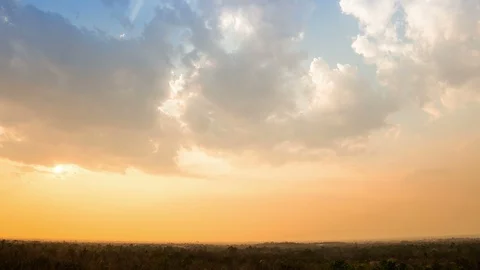Timelapse colorful dramatic sky with cloud at sunset. Stock Footage 100678079