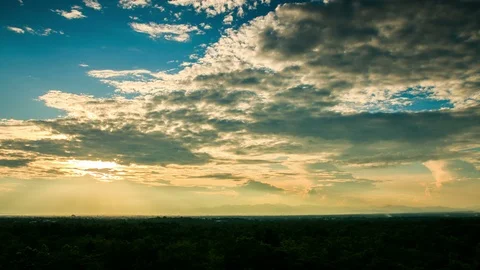 Timelapse colorful dramatic sky with cloud at sunset. Stock Footage 101061438