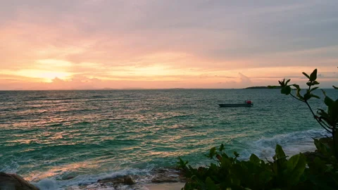 Timelapse of the colorful sunset view at the island beach. Stock Footage 160712445