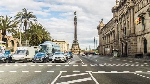 TIMELAPSE COLUMBUS BARCELONA Stock Footage 73261462