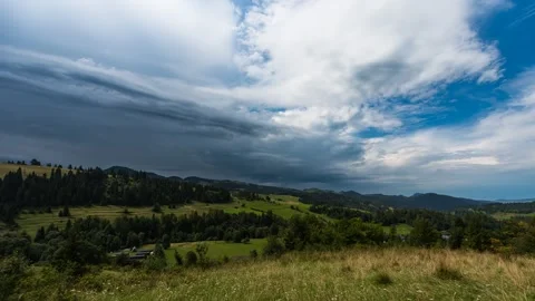 Timelapse of the comming thunderstorm over the mountains Stock Footage 301426222