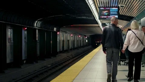 Timelapse of commuters at Bloor subway station getting on and off Toronto Stock Footage