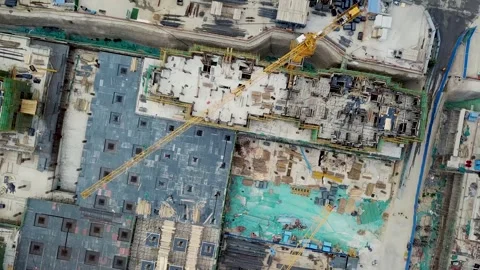 Timelapse of Concrete Foundations Being Poured for Skyscraper Stock Footage 304314044