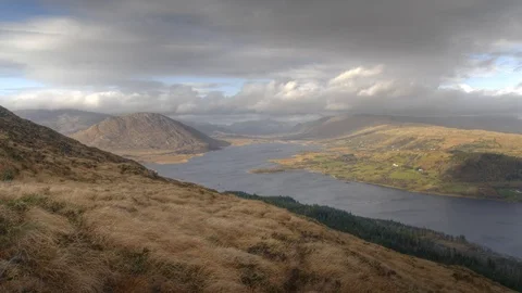 Timelapse from Connemara Mountains Stock Footage