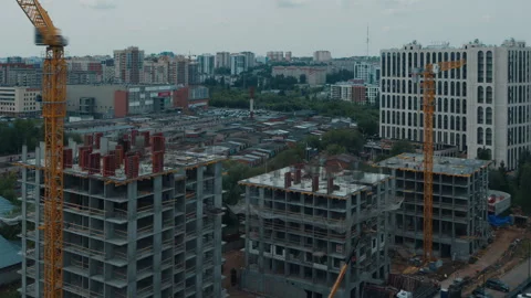 Timelapse of the constriction site of the living building in the city Stock Footage 341666946