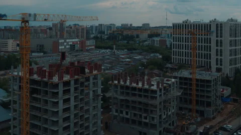 Timelapse of the constriction site of the living building in the city Stock Footage 341667020