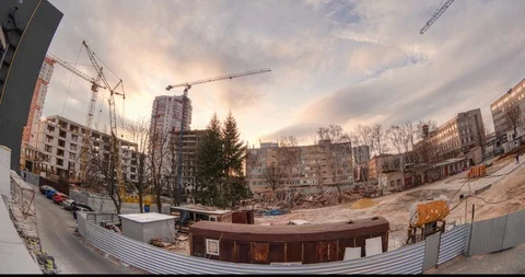 Timelapse with the construction crane over beautiful clouds Stock Footage 122023234