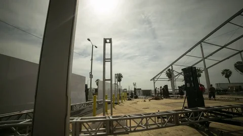 Timelapse of construction of a pavilion Stock Footage 70850621