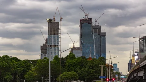 Timelapse of Construction Progress and Clouds at One Bangkok Stock Footage 248039865