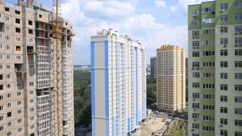 TimeLapse. Construction of a residential building. Stock Footage 91133978