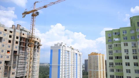 TimeLapse. Construction of a residential building. Stock Footage 91133982