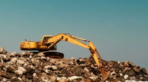 Timelapse of construction site with excavator Stock Footage 12588334