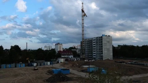 Timelapse, construction site, house construction, skyscraper construction Stock Footage 250005832