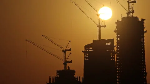 Timelapse of Construction Site At Sunset Stock Footage 46253030