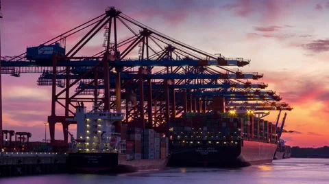 Timelapse of container terminal Stock Footage 40570224