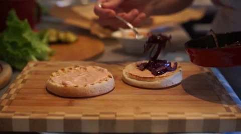 Timelapse, cooking burger Video stock 55302646