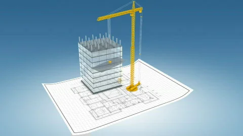Timelapse of crane building office - v2. HD1080p. Stock Footage 411204
