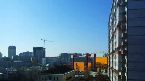 Timelapse Crane At Construction In City Video stock 11184733