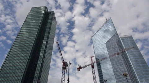 Timelapse crane machine construction site La Defense Paris district skyscraper Stock Footage 44404162