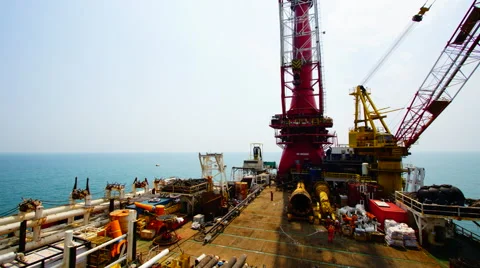 Timelapse of Crane pickup heavy-load Stock Footage 55838728