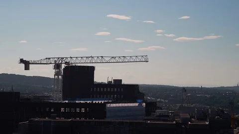 Timelapse of crane working on the New Princess Mall Edinburgh Stock Footage 77999890