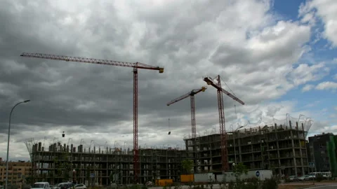 Timelapse of cranes Stock Footage 115079868