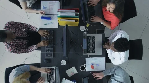 Timelapse of creative multiracial workers at their computers in the office 動画素材 73907701