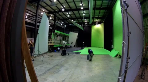 TimeLapse Crew Tearing Down GreenScreen Stock Footage 60245577