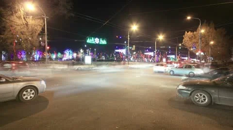 Timelapse crossroads at night. Stock Footage 10594288