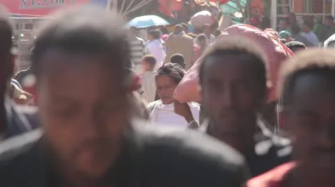 Timelapse of crowd in open air market, Ethiopia, Africa,  Stock Footage 22149341