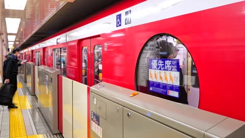 Timelapse of Crowd of people board Train on Tokyo Metro Marunouchi Line Stock-Footage 189497745