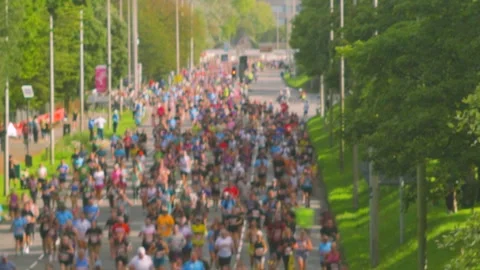 Timelapse Crowd of Runners with Slow Shutter Motion Blur Stock Footage 346816682