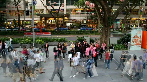 Timelapse of Crowd in Singapore Stock Footage 563057