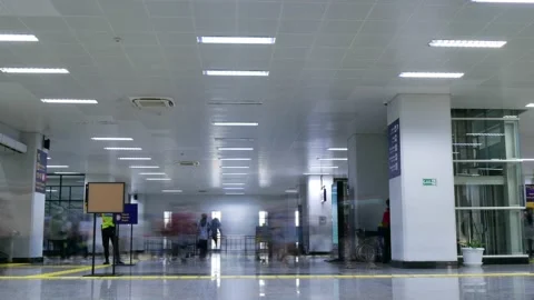 Timelapse of crowded commuter line passengers at Manggarai train Station Ja.. Stock Footage 237236133