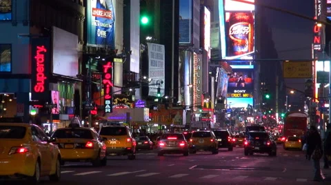 Timelapse crowded Times Square in Manhattan traffic street New York City emblem Stock Footage 65478142