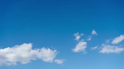 Timelapse of cumulus cloud movement against a clear blue sky Stock Footage 194392892