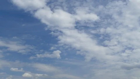 Timelapse with cumulus clouds fly away in the blue sky Stock Footage 97590068