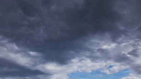 Timelapse with Cumulus Clouds Flying High in a Blue Sky. Nature Before the Storm Stock Footage 201740483