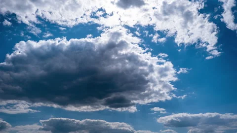Timelapse of Cumulus Clouds Move in the Blue Sky Stock Footage 253386112