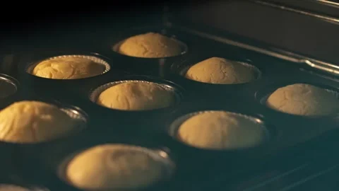 Timelapse of cupcake muffins baking Stock Footage 276811102